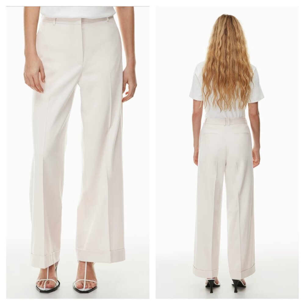 NEW Aritzia Babaton Infinity Wide Leg Wool Pants Cream High Rise Full Length 6